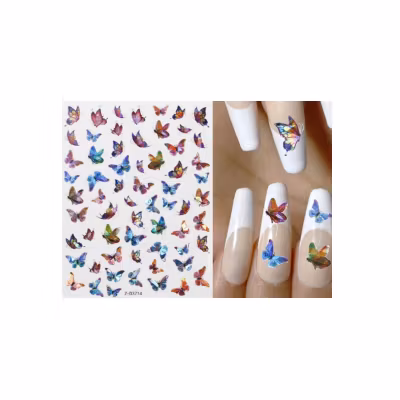 Nail Art Sticker - Laser 3D Bronzing Butterfly Design D3714