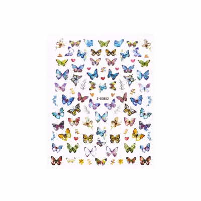 Nail Art Sticker - Laser 3D Bronzing Butterfly Design D3852