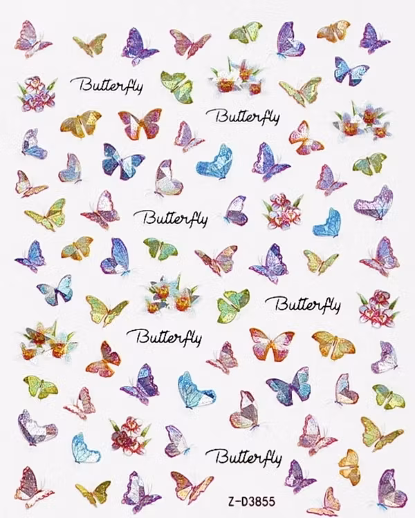 Nail Art Sticker - Laser 3D Bronzing Butterfly Design D3855