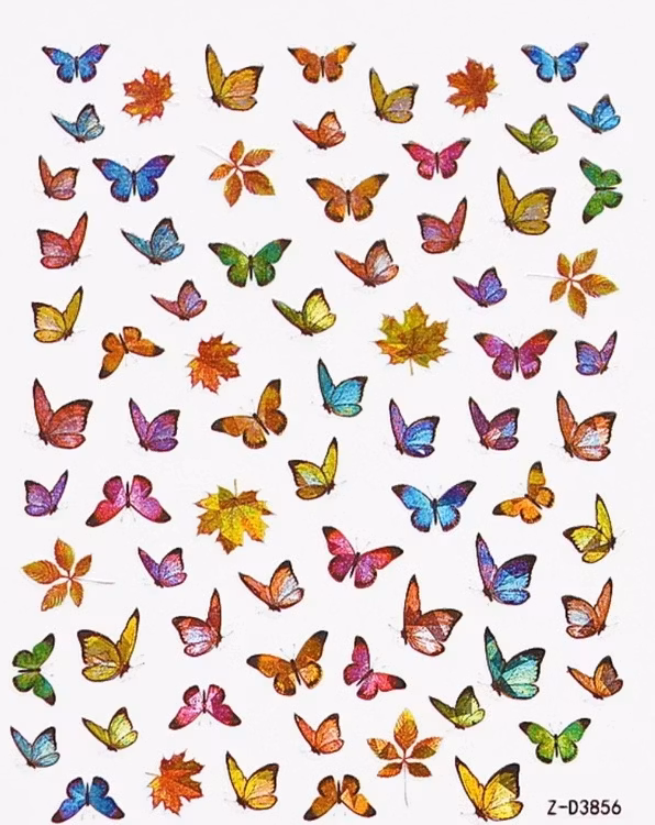 Nail Art Sticker - Laser 3D Bronzing Butterfly Design D3856