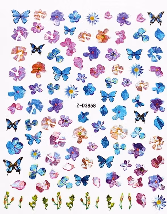 Nail Art Sticker - Laser 3D Bronzing Butterfly Design D3858
