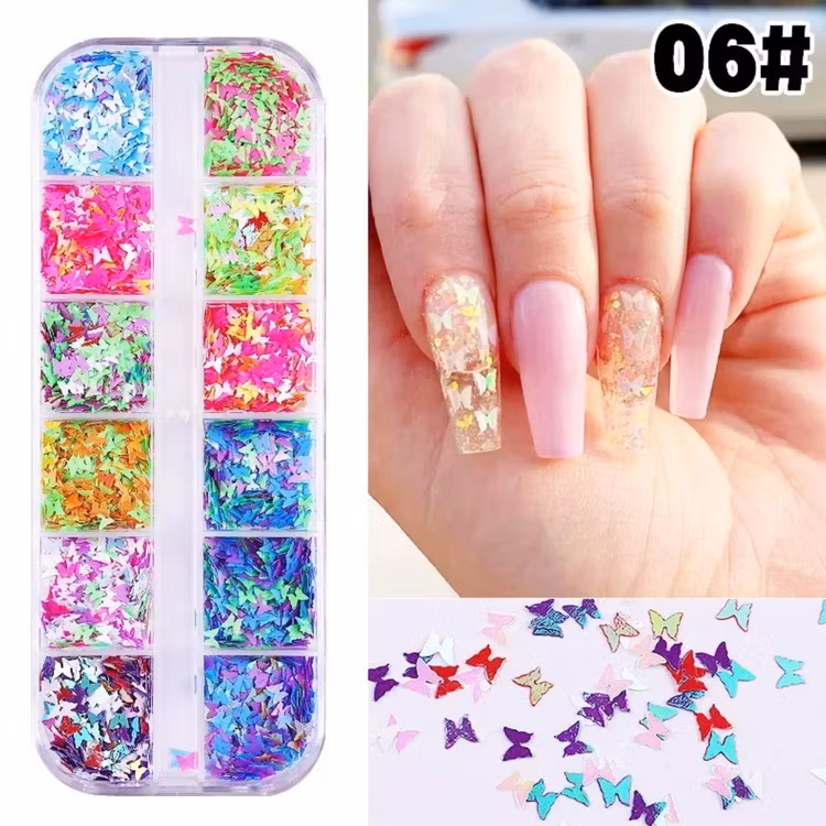 Nail Art Sequins 3D Mixed Butterfly - 12 Grids BU6