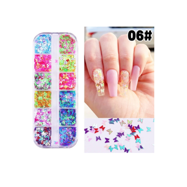 Nail Art Sequins 3D Mixed Butterfly - 12 Grids BU6