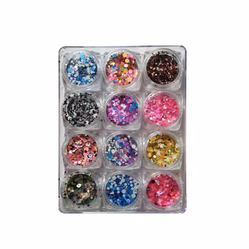 Flashing Crystal Glitter Sequins Set 12 - Round Mixed