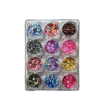 Flashing Crystal Glitter Sequins Set 12 - Round Mixed