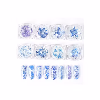 Multi Mixed Shapes Transparent Blue - 8 shapes/set