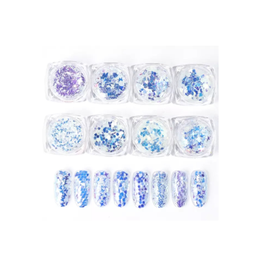 Multi Mixed Shapes Transparent Blue - 8 shapes/set