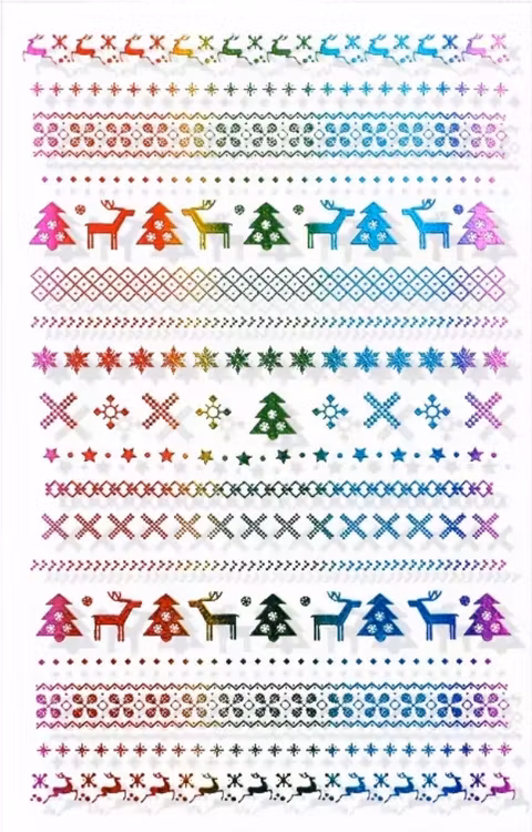 Christmas Colorful Rainbow  Nail Art Sticker - Design ZO-02