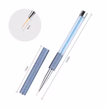 Nailart Brush - Blue Handle With Cap 6mm