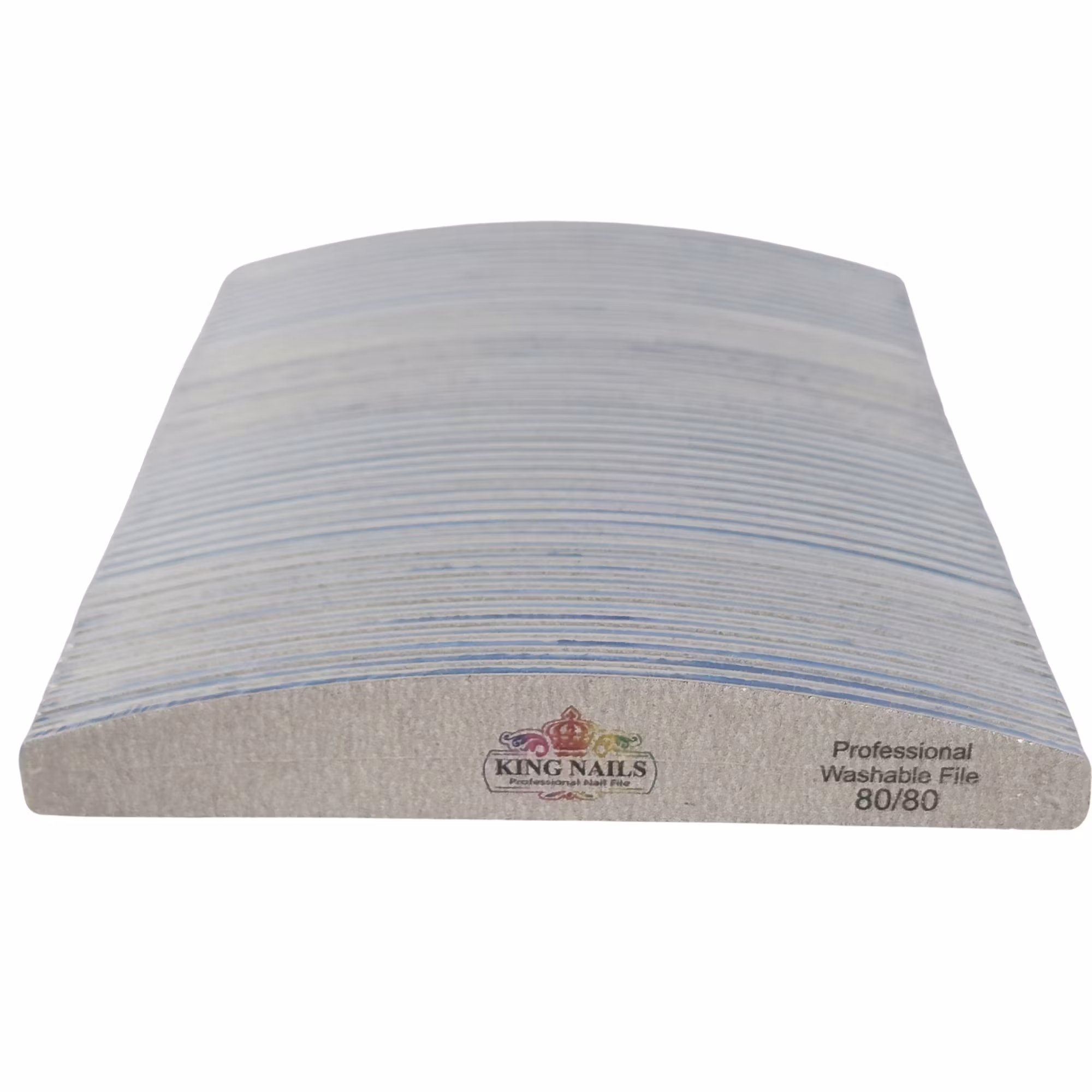 KING NAIL File Half Moon Zebra Grit 80/80 (50 pcs/pack)