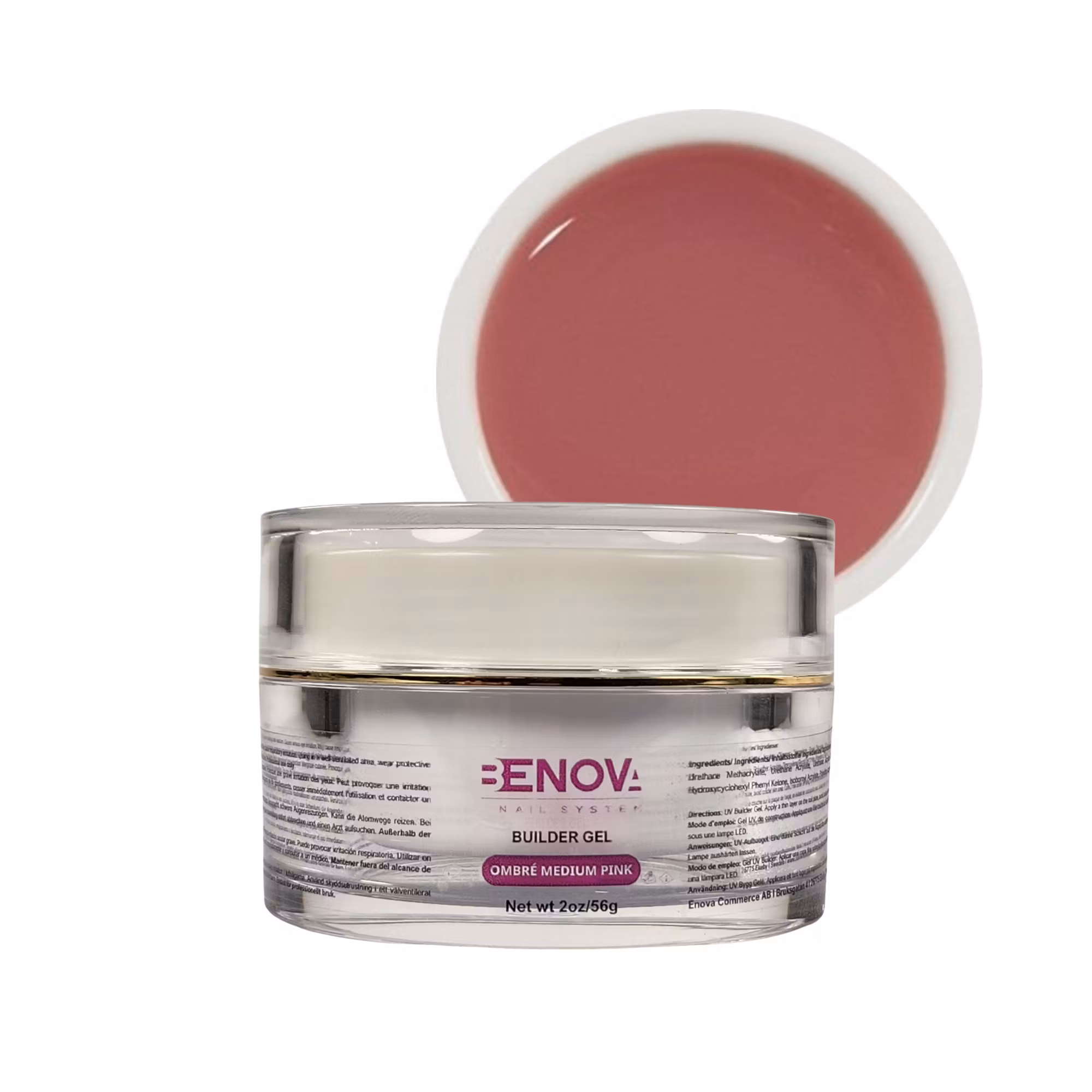 BENOVA Builder Gel - OMBRE MEDIUM PINK 2oz/56g