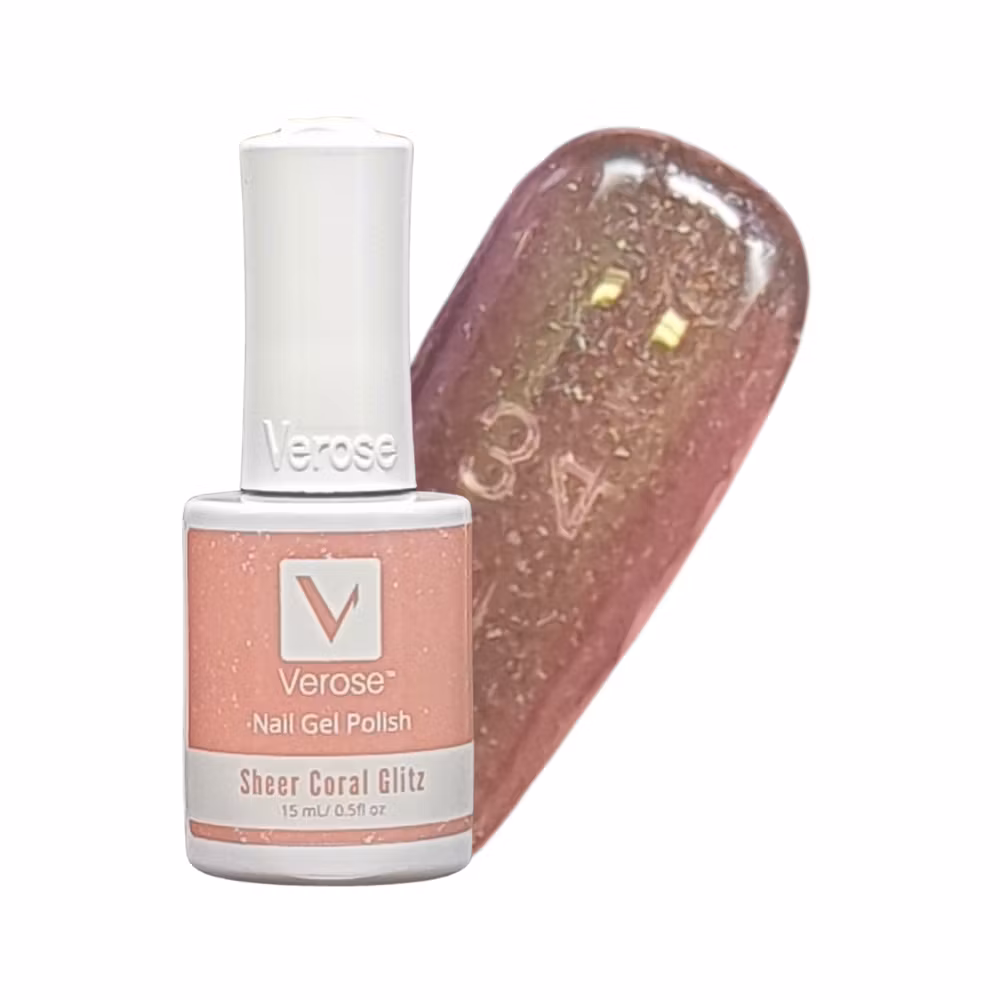 V394 - Verose Gel Polish - Sheer Coral Glitz