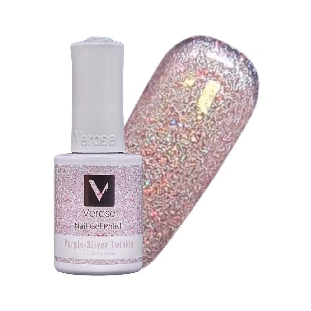 V418 - Verose Gel Polish - Purple-Silver Twinkle