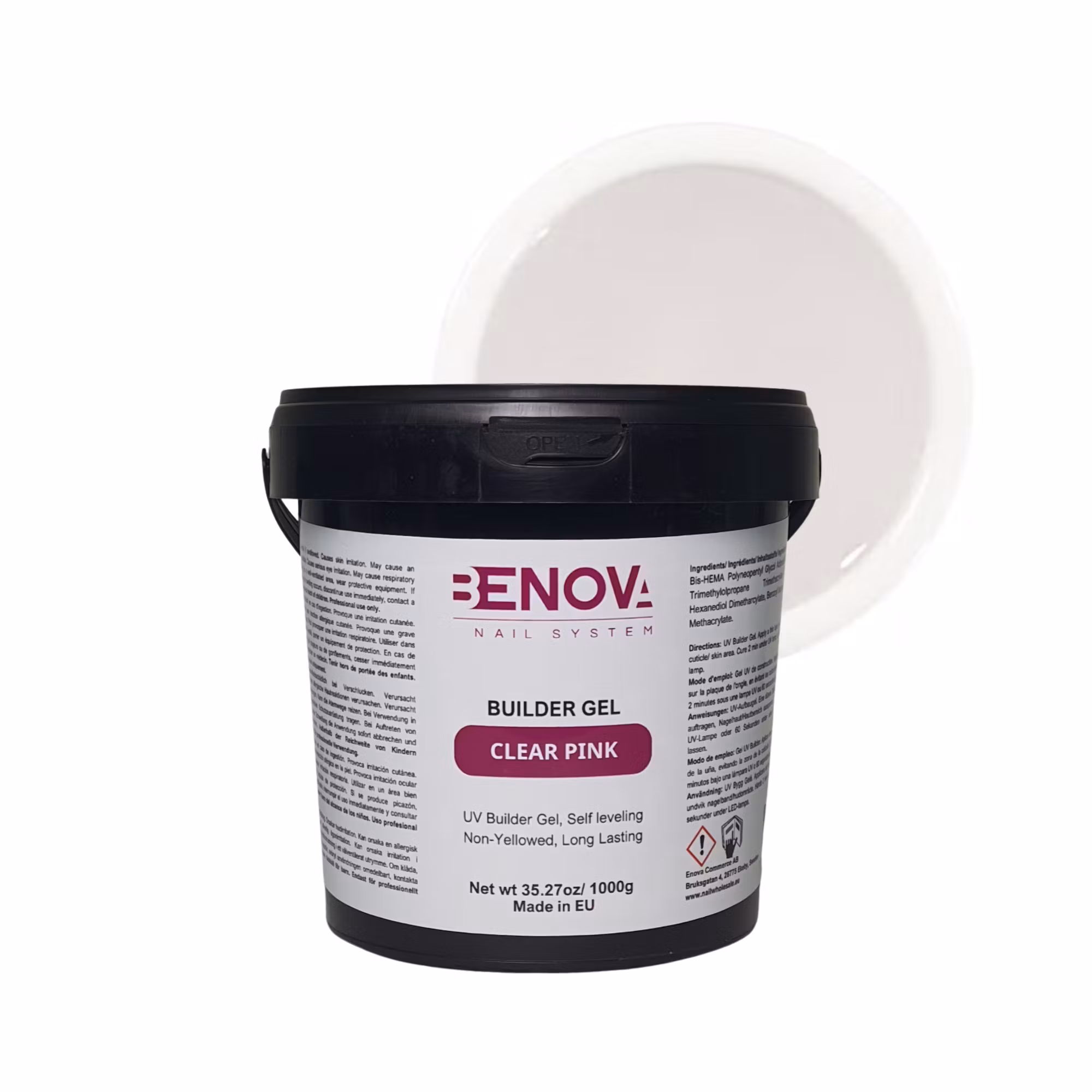 BENOVA Builder Gel - CLEAR PINK 1000g