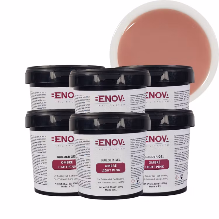 BENOVA Builder Gel - OMBRE LIGHT PINK 1000g PACK 6pcs