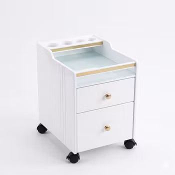 Pedicure Rolling Cart - Gold White
