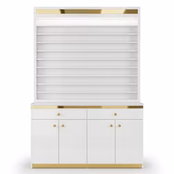 Polish Rack With Cabinet - White Gold