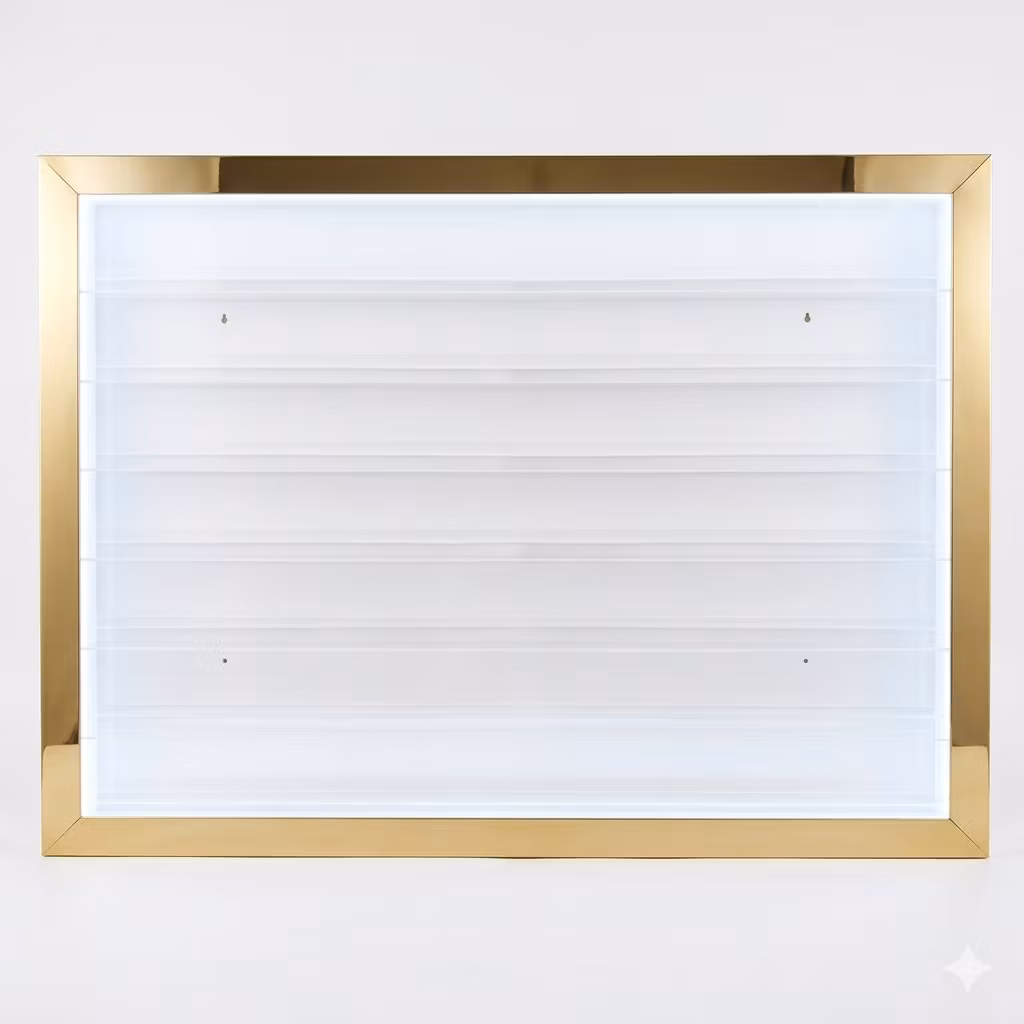 Acrylic Polish Wall Rack With LED - GOLD