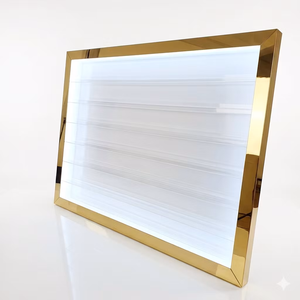 Acrylic Polish Wall Rack With LED - GOLD