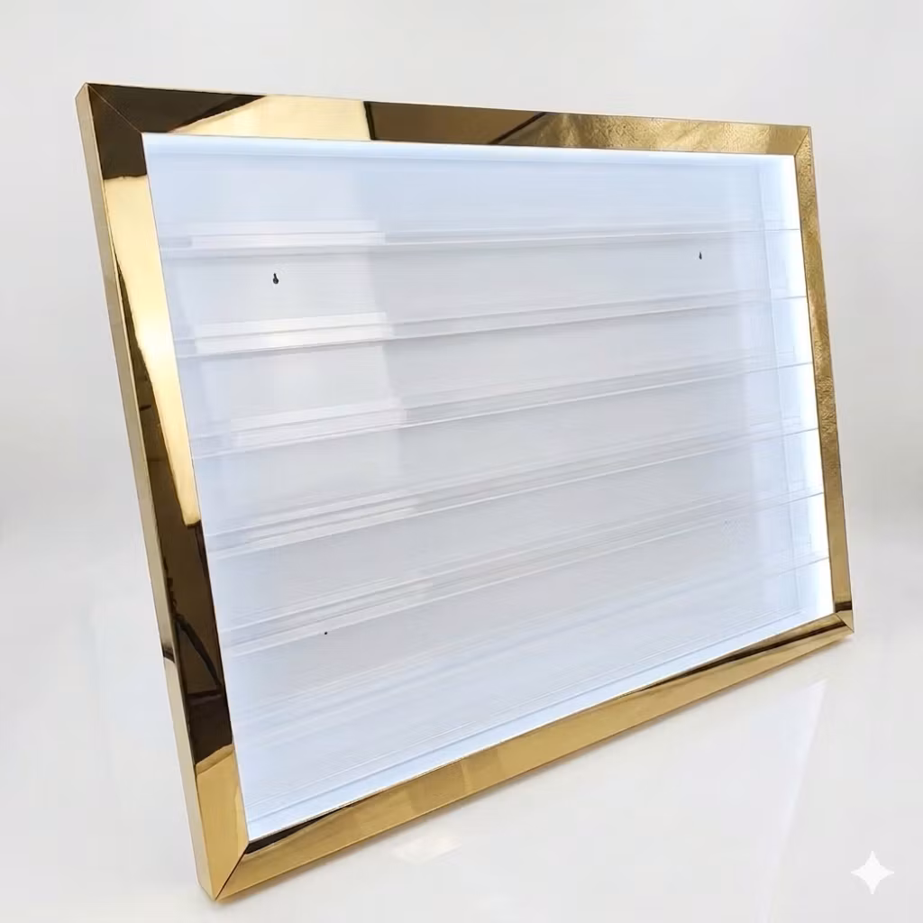 Acrylic Polish Wall Rack With LED - GOLD