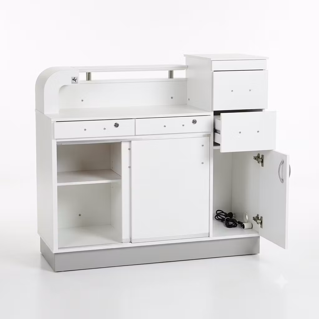 Reception Desk QCAV 120 - White Silver