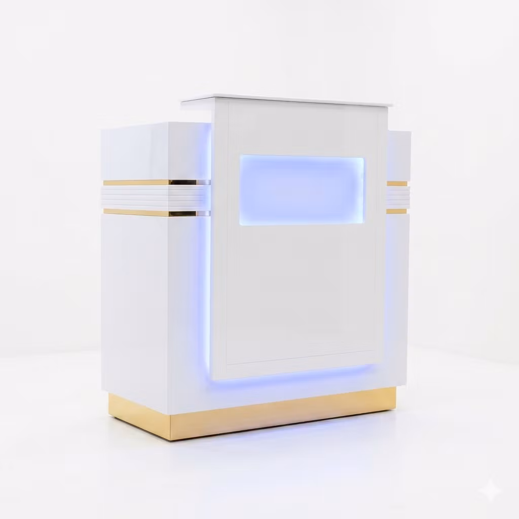 Reception Desk QNEY 80 - White Gold