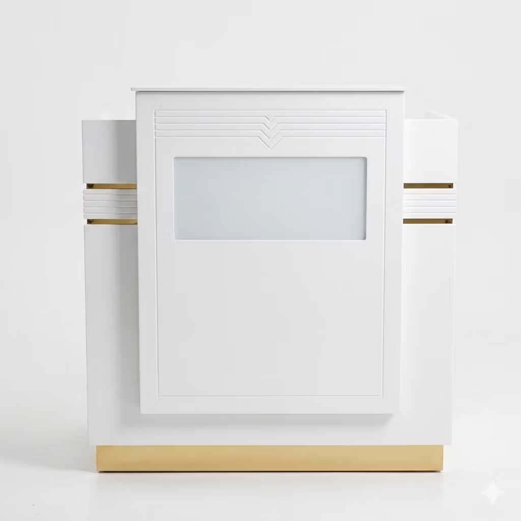 Reception Desk QNEY 80 - White Gold