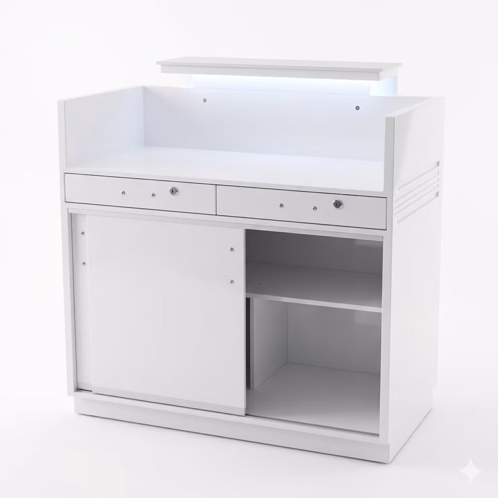 Reception Desk QNEY 80 - White Gold
