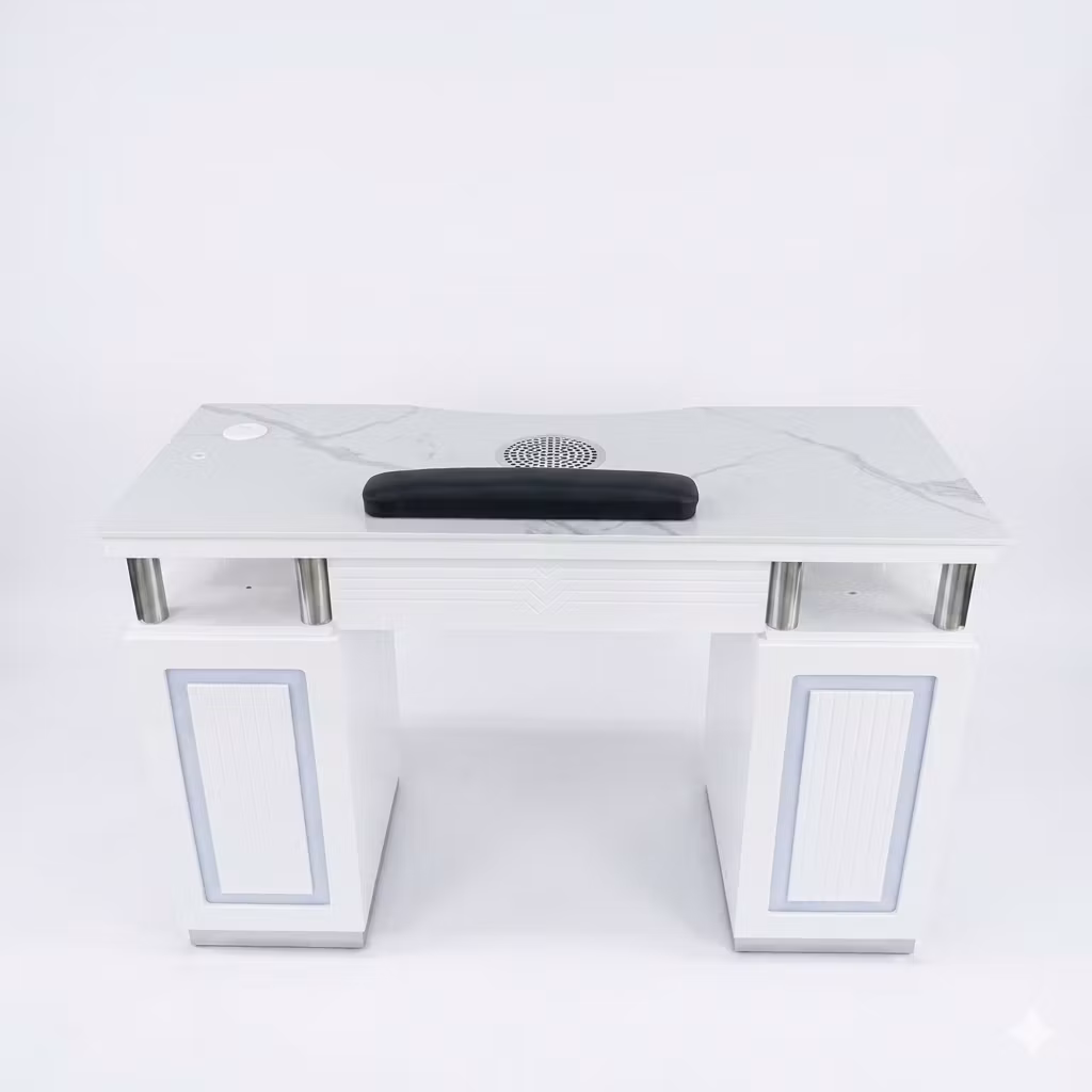 Nail Table DVD LED - White Silver