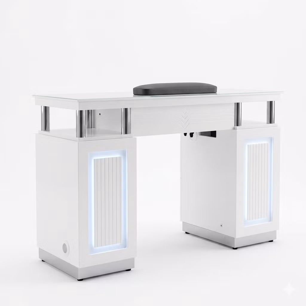 Nail Table DVD LED - White Silver