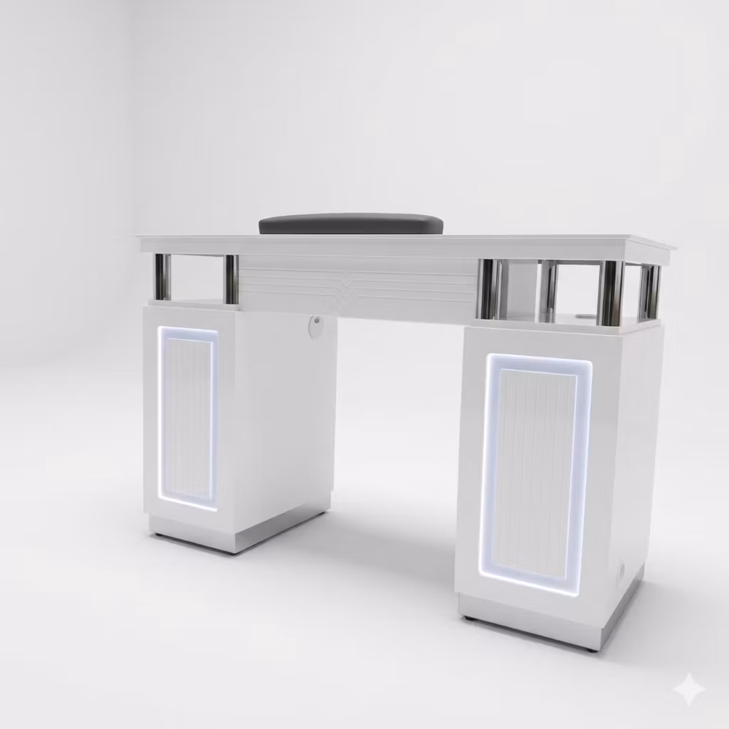 Nail Table DVD LED - White Silver