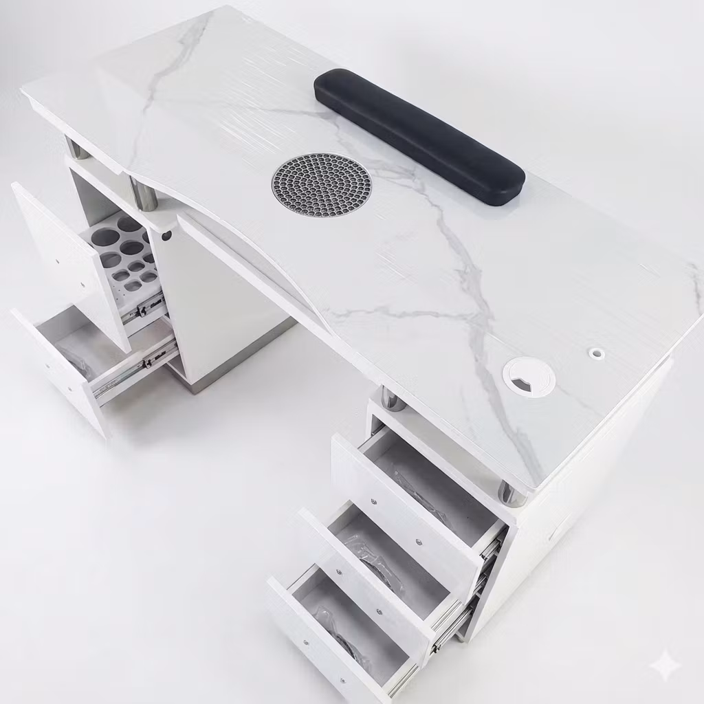 Nail Table DVD LED - White Silver
