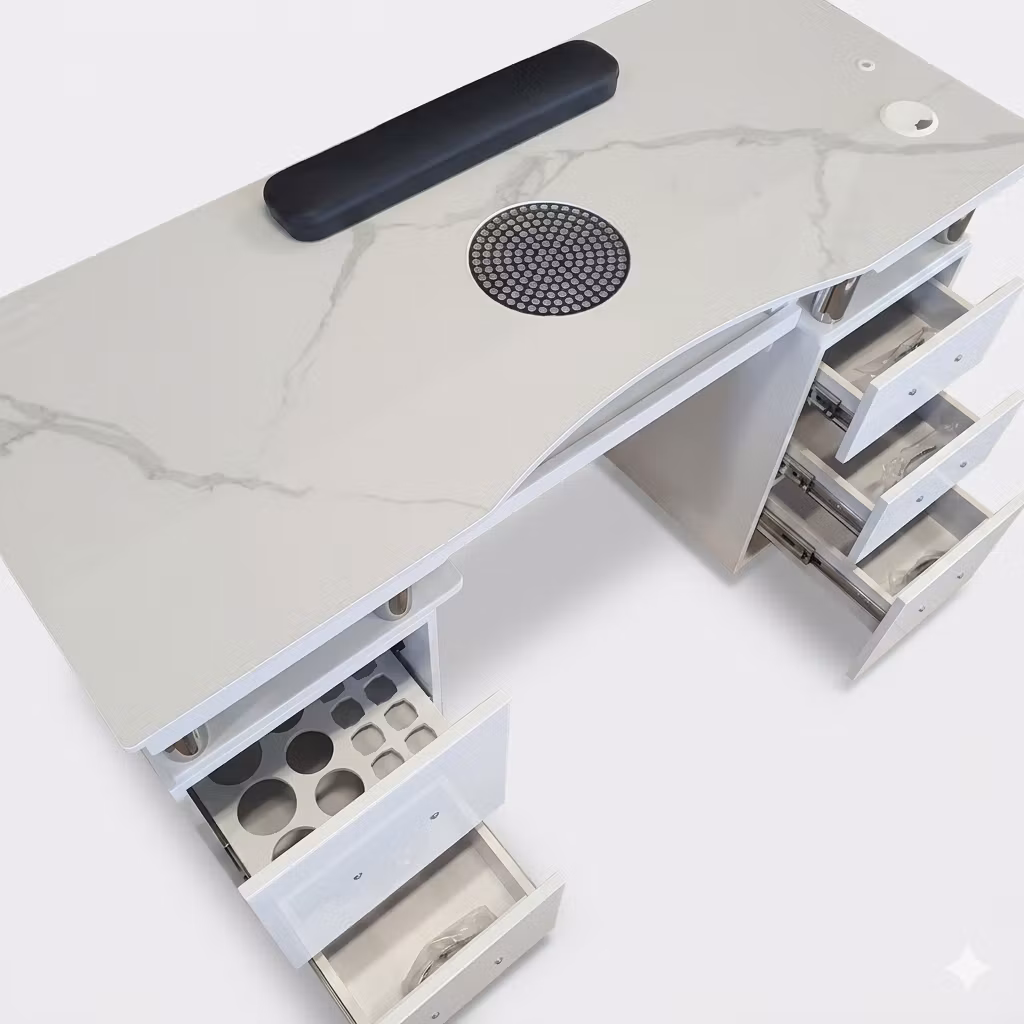Nail Table DVD LED - White Silver