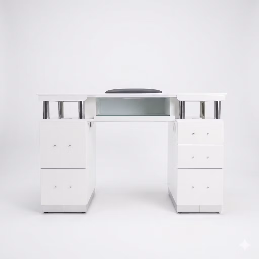 Nail Table DVD LED - White Silver