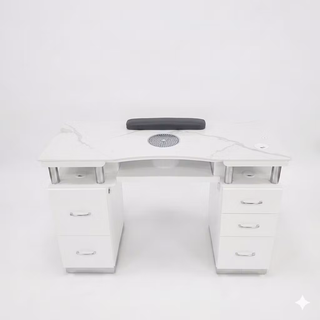 Nail Table DVD LED - White Silver