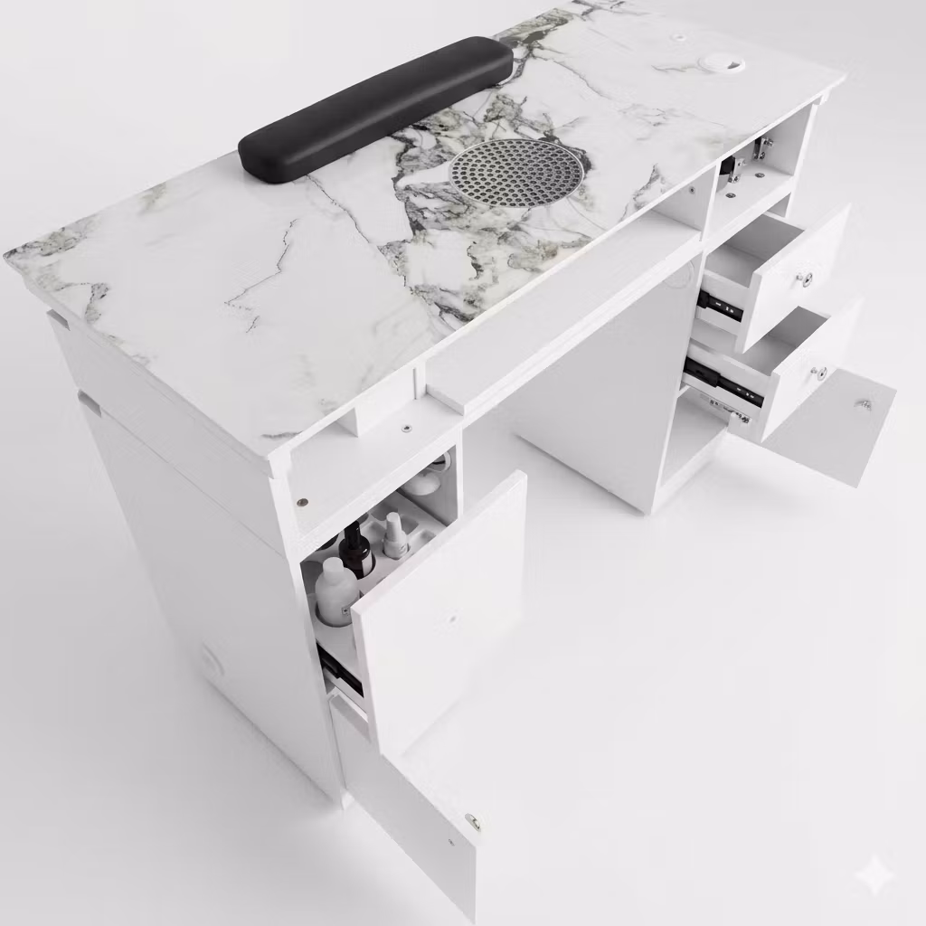 Nail Table PE LED 107 - White Silver
