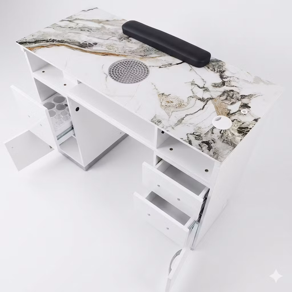 Nail Table PE LED 107 - White Silver
