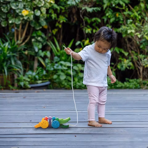 Krokodil regnbågsfärgad - PlanToys - Saknar Kartong