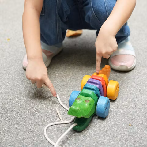 Krokodil regnbågsfärgad - PlanToys - Saknar Kartong