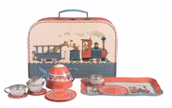 Teservis i väska tåg