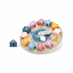 Klocka i trä - avtagbara klossar med siffror