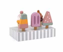 Glass-set i trä 5 delar pastell