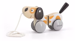 Dragleksak hund i trä