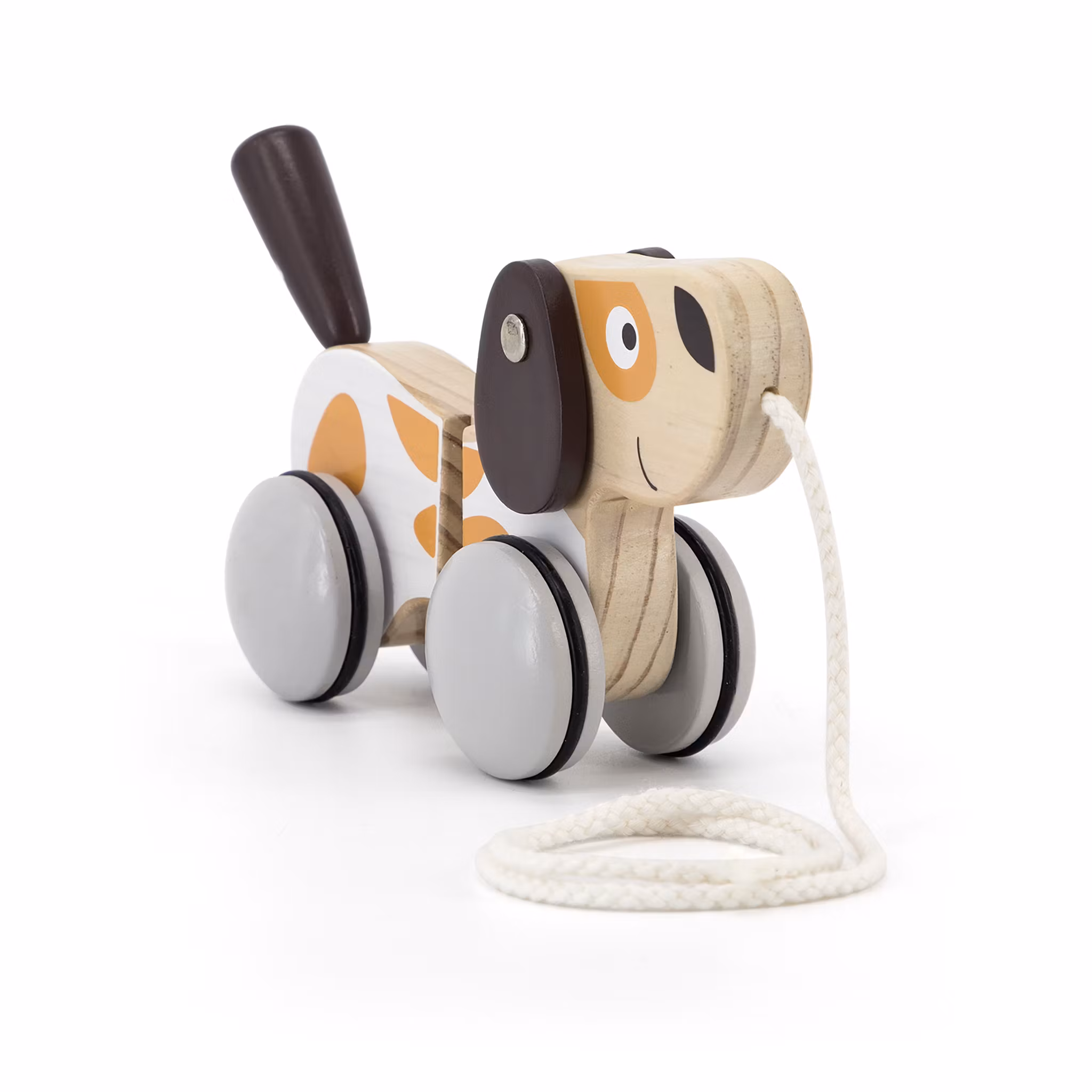 Dragleksak hund i trä