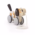 Dragleksak hund i trä