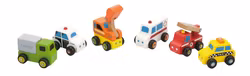 Mini fordon i trä - 6-pack