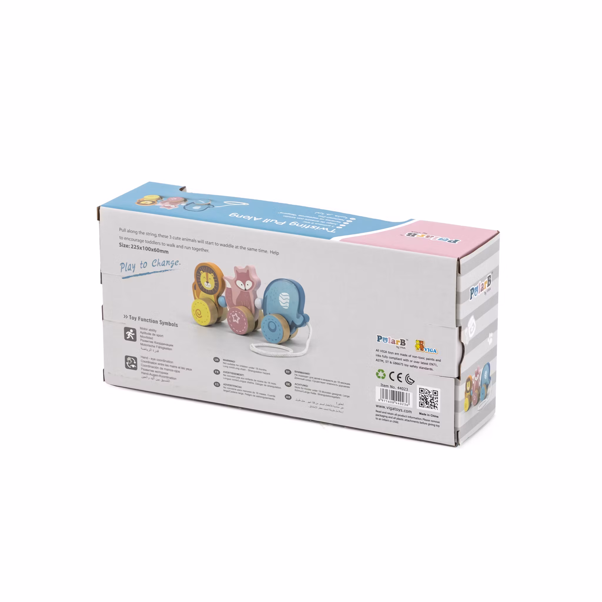 Dragleksak djur i trä