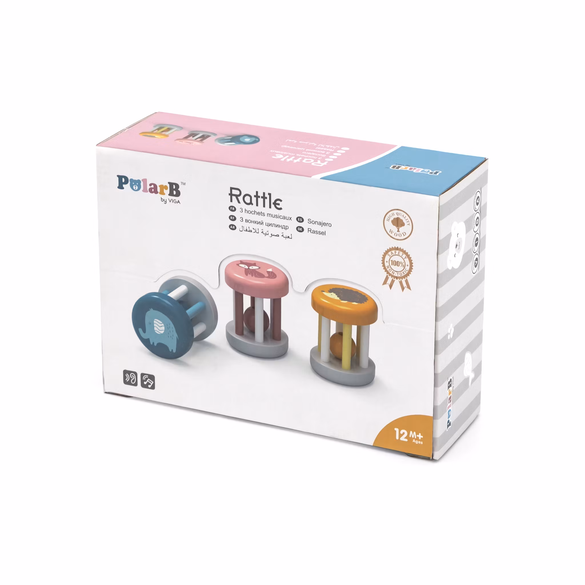 Skallra i trä display