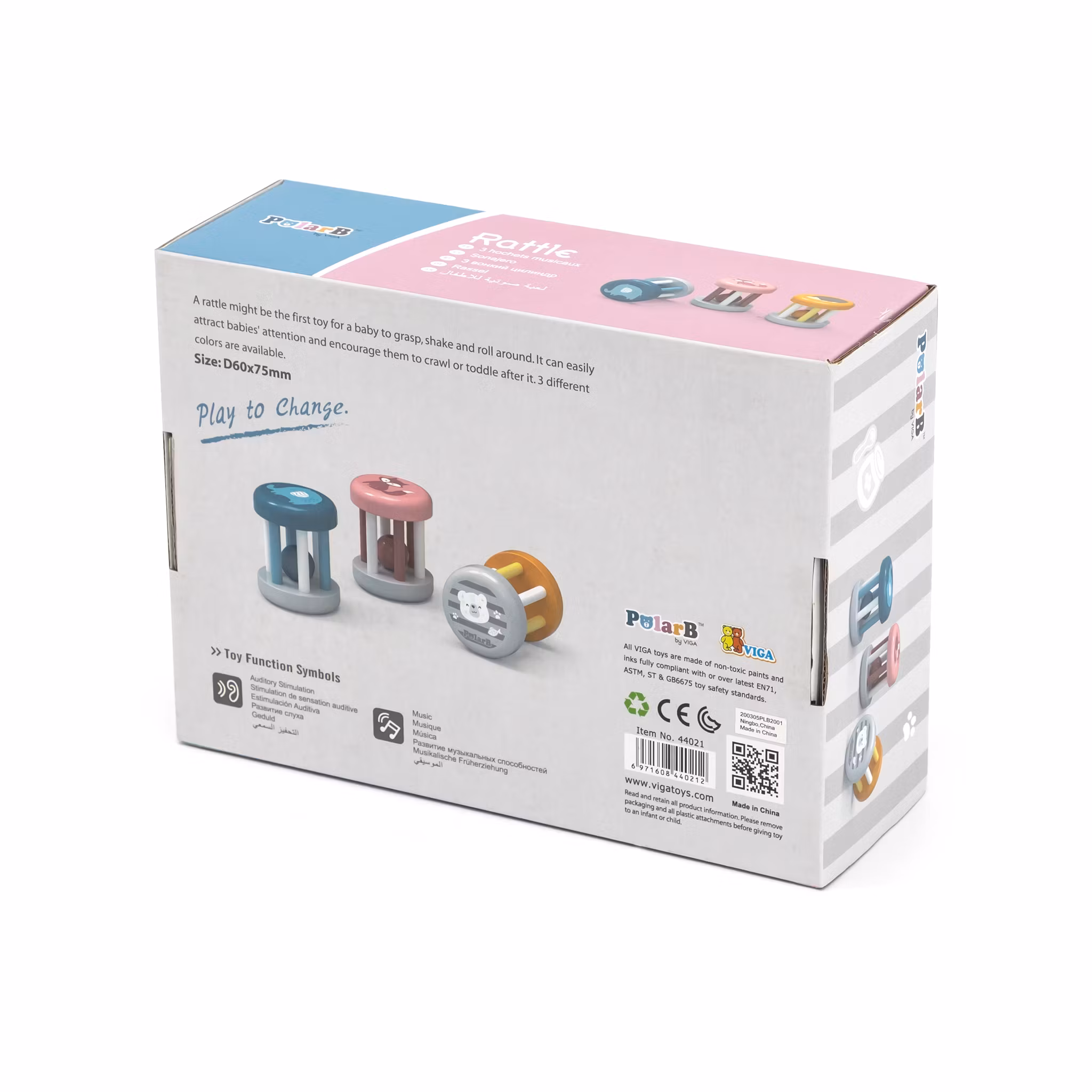 Skallra i trä display