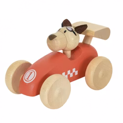 Racerbil hund i trä